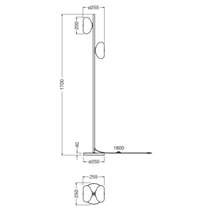 Osram - Stojací lampa DECOR SMOKE 2xE14/12W/230V černá/kouřová šedá