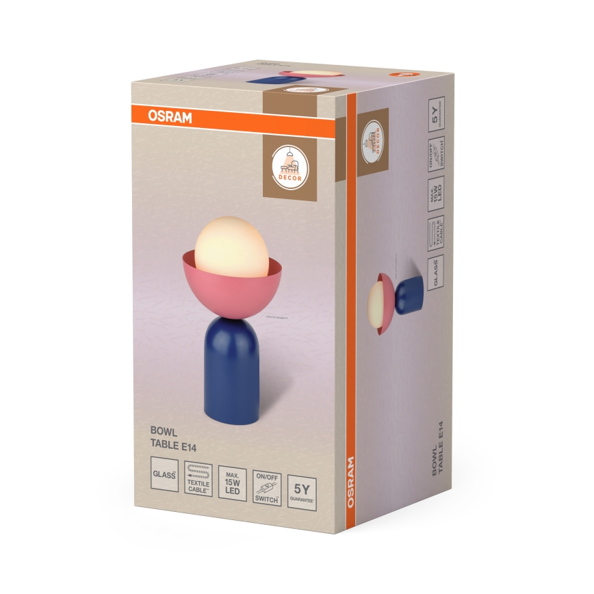 Osram - Stolní lampa DECOR BOWL 1xE14/25W/230V modrá/růžová