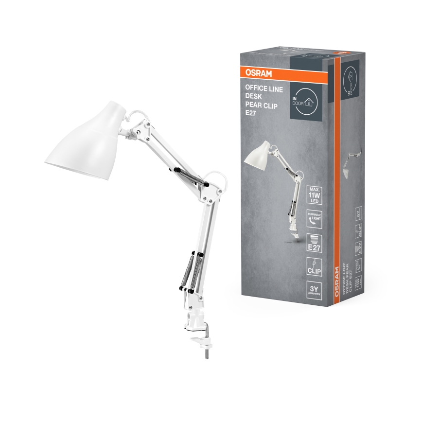 Osram - Stolní lampa s klipem DESK LINE 1xE27/11W/230V bílá