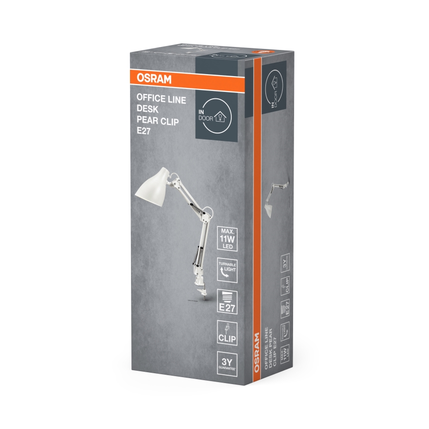 Osram - Stolní lampa s klipem DESK LINE 1xE27/11W/230V bílá