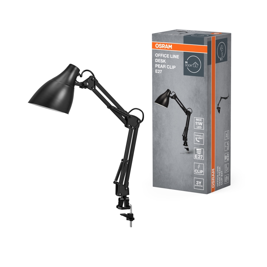 Osram - Stolní lampa s klipem DESK LINE 1xE27/11W/230V černá