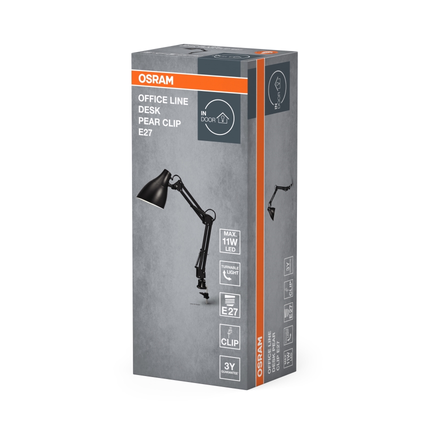 Osram - Stolní lampa s klipem DESK LINE 1xE27/11W/230V černá