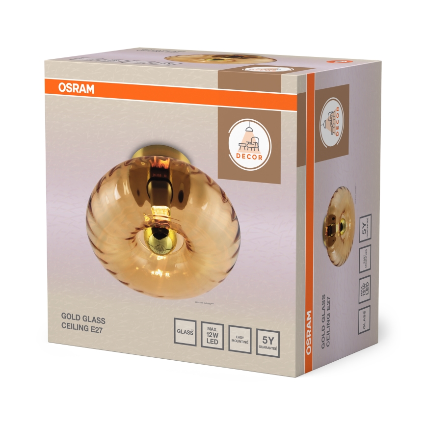 Osram - Stropní svítidlo GOLD GLASS 1xE27/12W/230V pr. 28 cm zlatá/kouřová béžová