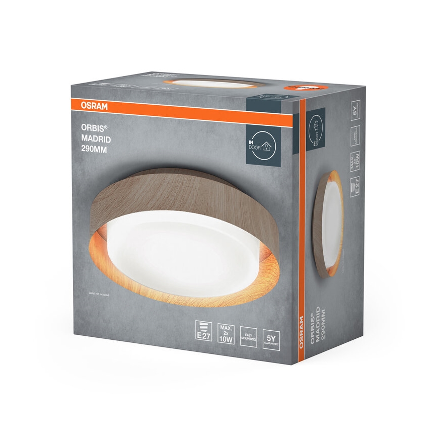 Osram - Stropní svítidlo ORBIS MADRID 2xE27/10W/230V pr. 29 cm dekor dřeva