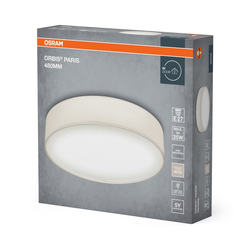 Osram - Stropní svítidlo ORBIS PARIS 3xE27/25W/230V pr. 48 cm krémová