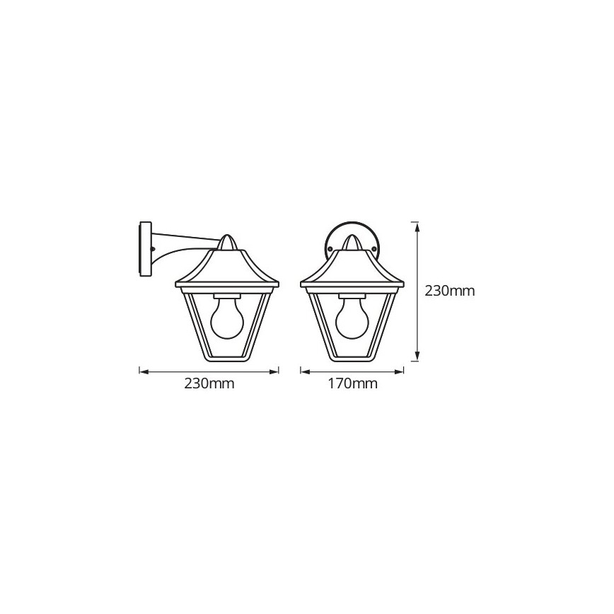 Osram - Venkovní nástěnná lampa TRADITION DOWN 1xE27/60W/230V IP44 patina/zlatá
