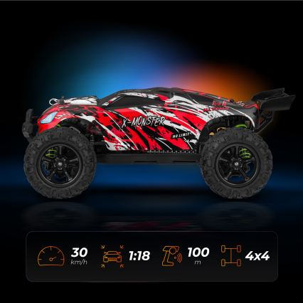 Overmax - RC auto na dálkové ovládání 2v1 X-MONSTER 3.5 1700 mAh černá/červená/zelená