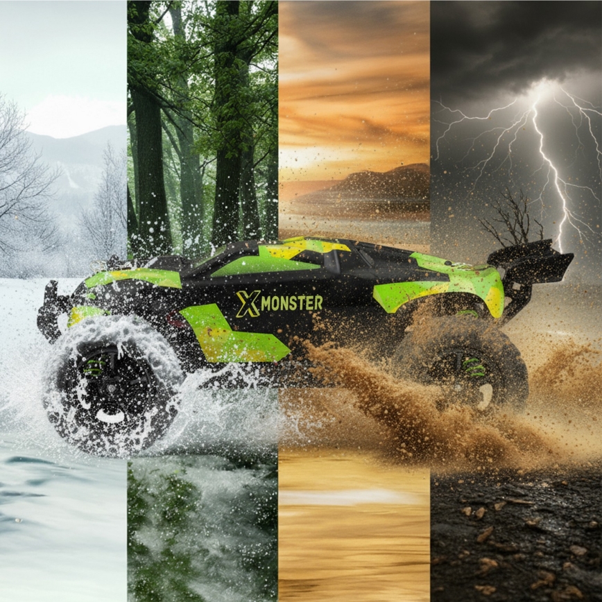 Overmax - RC auto na dálkové ovládání 2v1 X-MONSTER 3.5 1700 mAh černá/červená/zelená