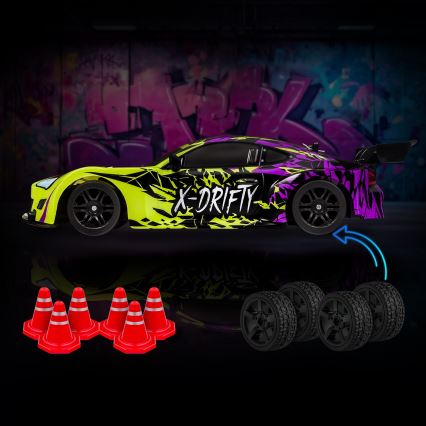 Overmax - RC drift auto na dálkové ovládání X-DRIFT 1000 mAh žlutá/fialová