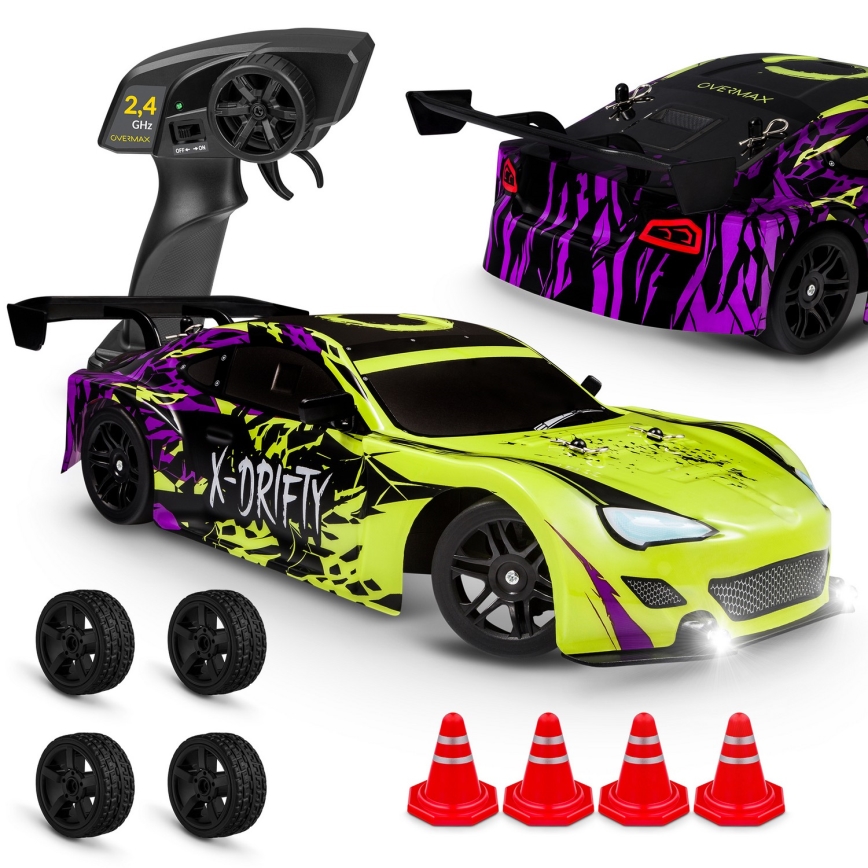 Overmax - RC drift auto na dálkové ovládání X-DRIFT 1000 mAh žlutá/fialová