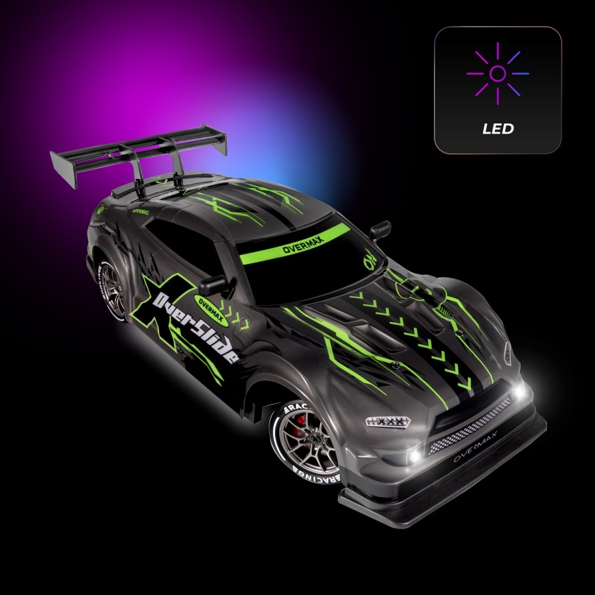 Overmax - RC drift auto na dálkové ovládání X-OVERSLIDE 1000 mAh černá/zelená/modrá/červená