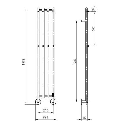 P.M.H. MO1B-R - Elektrický sušák na ručníky MONA 93W/230V 153,3 cm IP44 černá