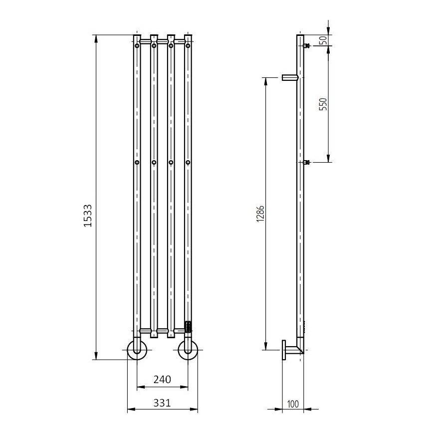 P.M.H. MO1SS-L - Elektrický sušák na ručníky MONA 93W/230V 153,3 cm IP44 leštěná nerez