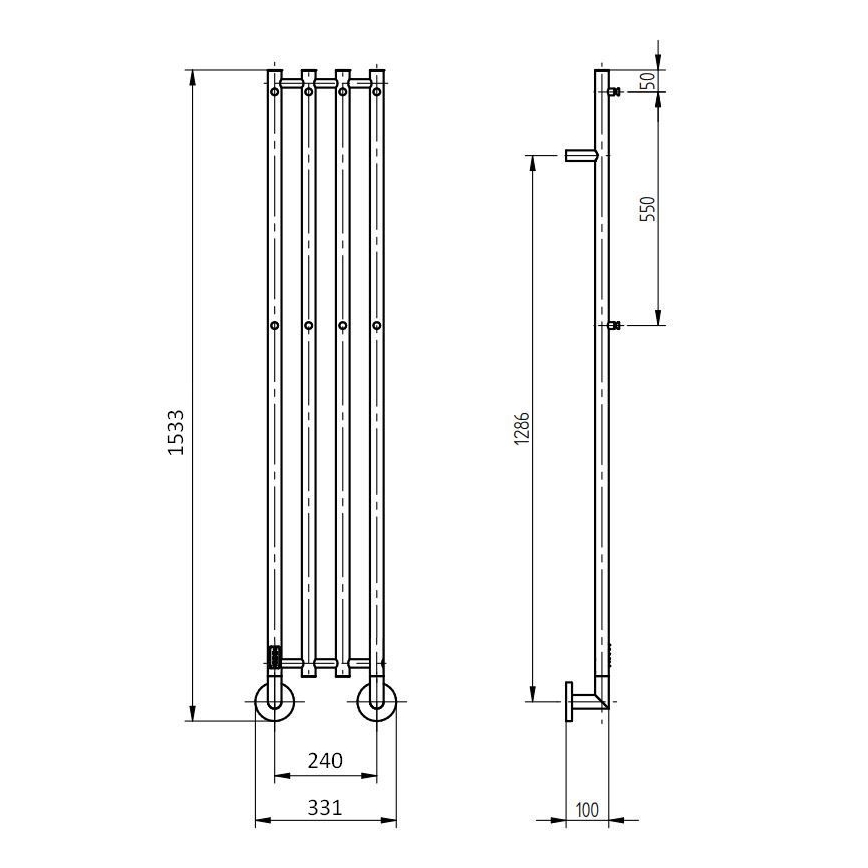 P.M.H. MO1SS-LK - Elektrický sušák na ručníky MONA 93W/230V 153,3 cm IP44 leštěná nerez