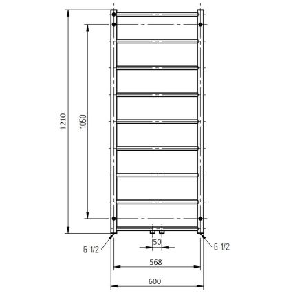 P.M.H. NS4C-M - Koupelnový žebříkový radiátor NAAS 222W 121 cm lesklý chrom