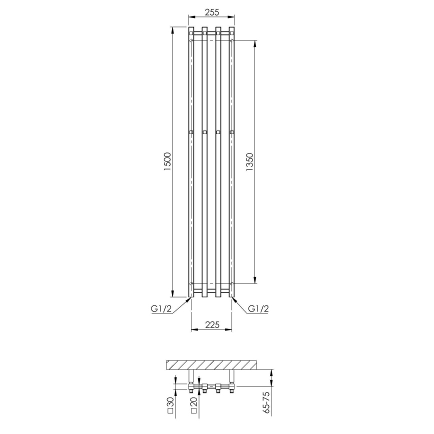 P.M.H. PX2C/4 - Koupelnový žebříkový radiátor PLUTO X 350W 150 cm lesklý chrom