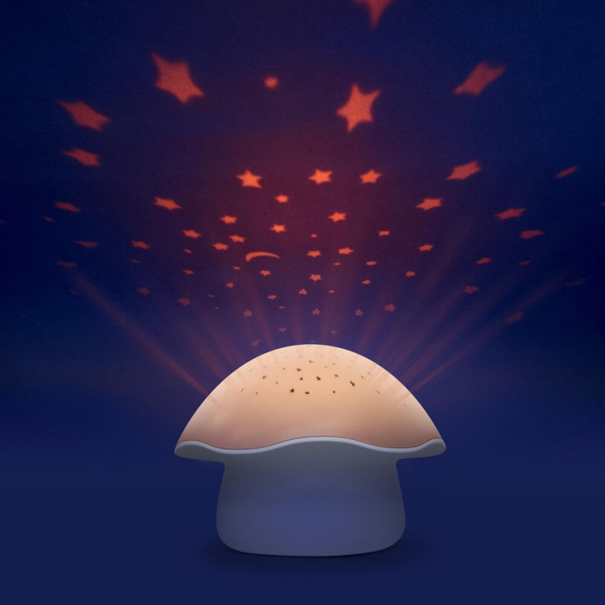 PABOBO - Projektor s melodií STAR MUSHROOM 3xAA lososová