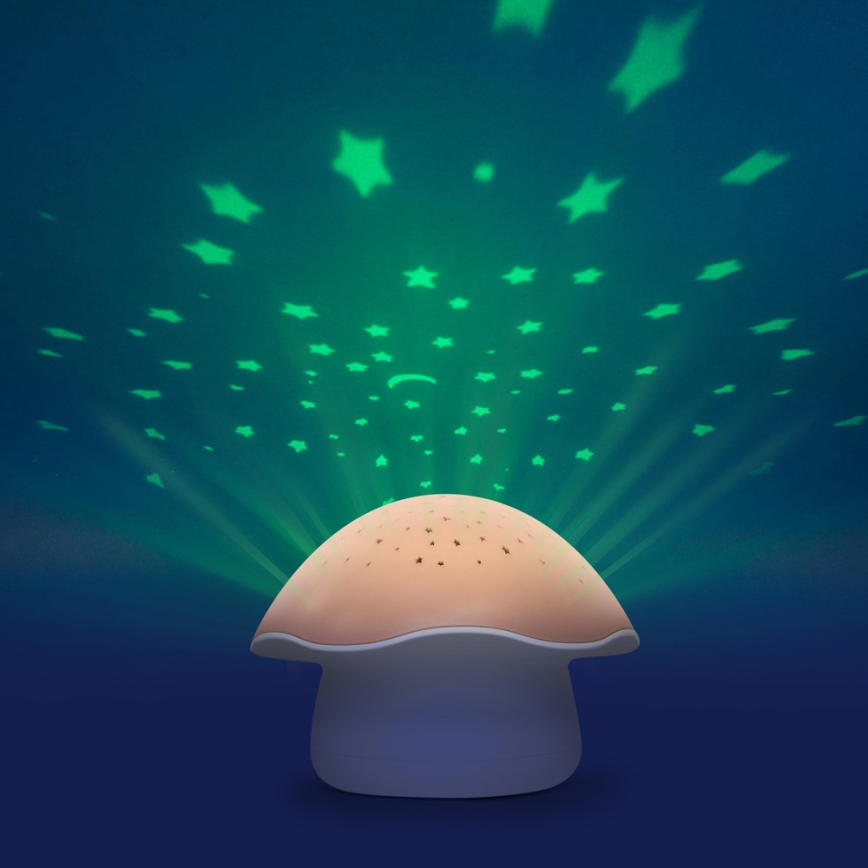 PABOBO - Projektor s melodií STAR MUSHROOM 3xAA lososová