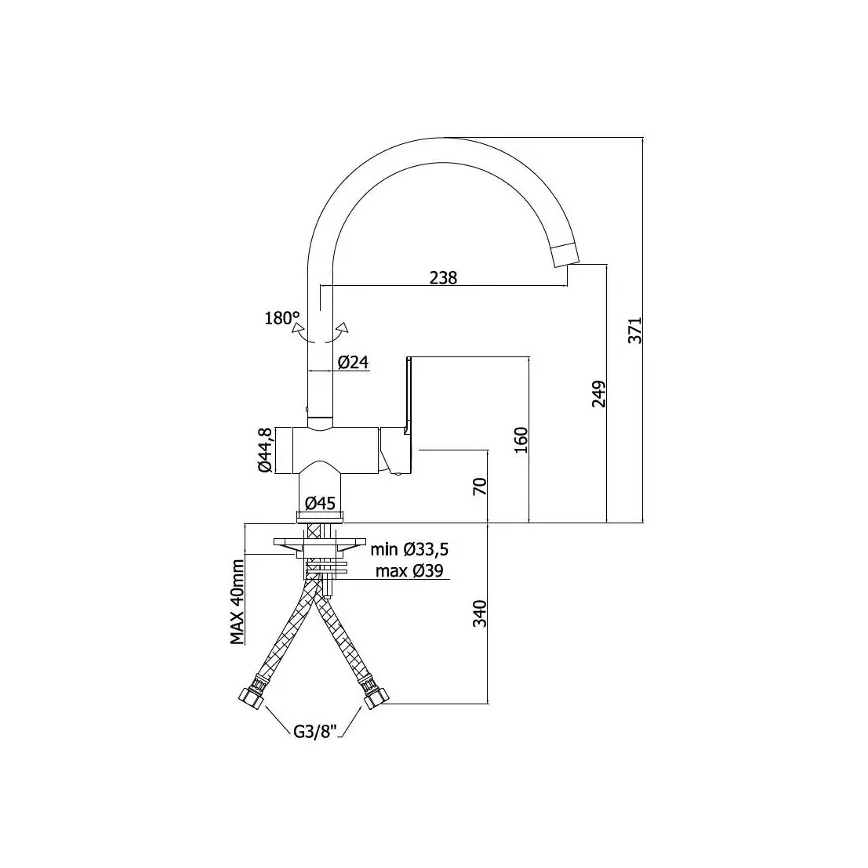 Paffoni - Dřezová baterie RINGO lesklý chrom