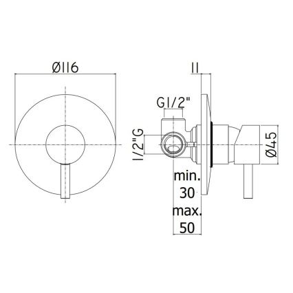 Paffoni - Sprchová baterie pro podomítkovou instalaci LIGHT matný chrom