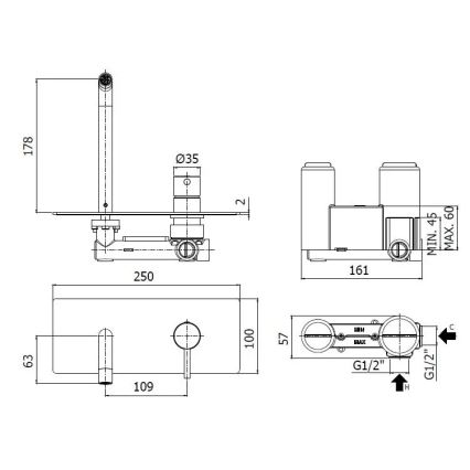 Paffoni - Umyvadlová baterie pro podomítkovou instalaci LIGHT lesklý chrom