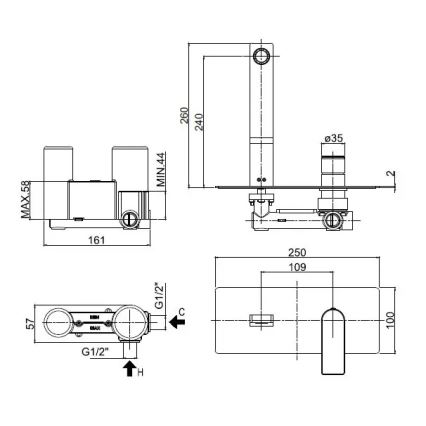 Paffoni - Umyvadlová baterie pro podomítkovou instalaci TANGO lesklý chrom
