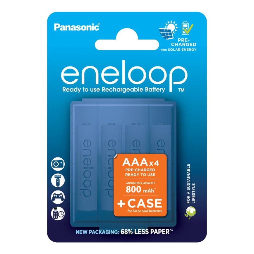 Panasonic - 4 ks Nabijecí baterie AAA Eneloop 800 mAh + pouzdro