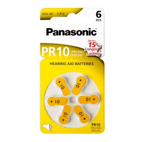 Panasonic - 6 ks Baterie do naslouchadel PR-10 1,4V
