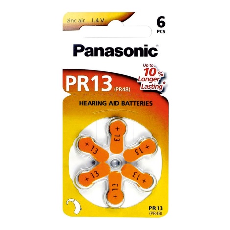 Panasonic - 6 ks Baterie do naslouchadel PR-13 1,4V