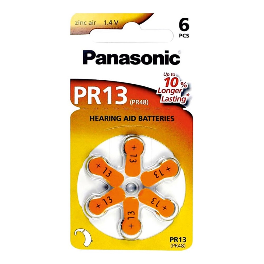 Panasonic - 6 ks Baterie do naslouchadel PR-13 1,4V