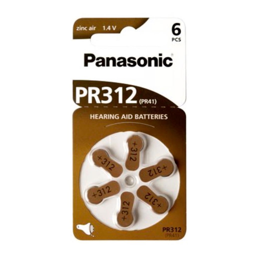 Panasonic - 6 ks Baterie do naslouchadel PR-312 1,4V