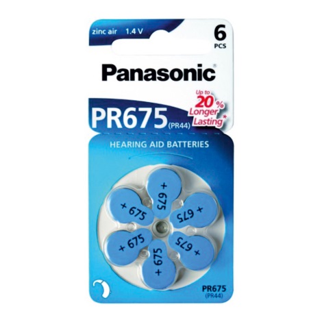 Panasonic - 6 ks Baterie do naslouchadel PR- 675 1,4V
