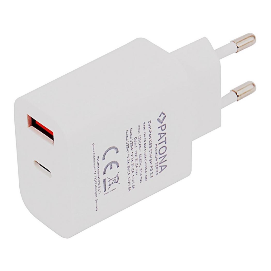 PATONA - Adaptér s USB a USB-C výstupem 18W Power delivery