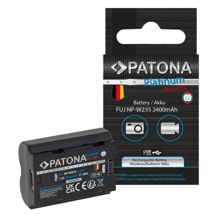 PATONA - Aku Fuji NP-W235 2400mAh Li-Ion Platinum USB-C nabíjení X-T4