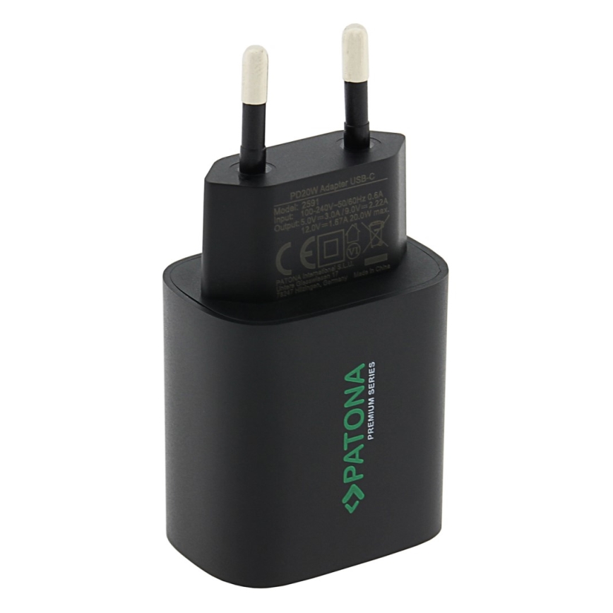 PATONA - Nabíjecí adaptér USB-C Power delivery 20W/230V černá