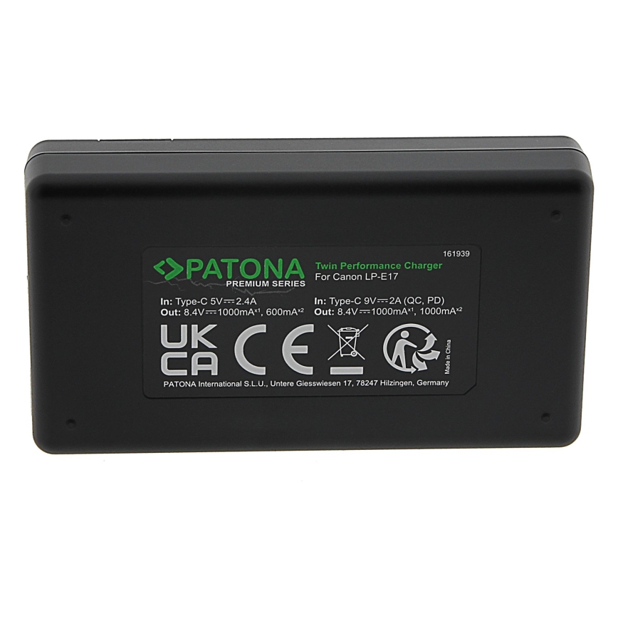 PATONA - Rychlonabíječka Dual Canon LP-E17 + kabel USB-C 0,6m