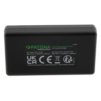 PATONA - Rychlonabíječka Dual Fuji NP-W126 + kabel USB-C 0,6m