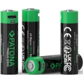 PATONA - SADA 4x Baterie AA/LR6 Li-Pol 2000mAh 1,5Vs s USB-C nabíjením