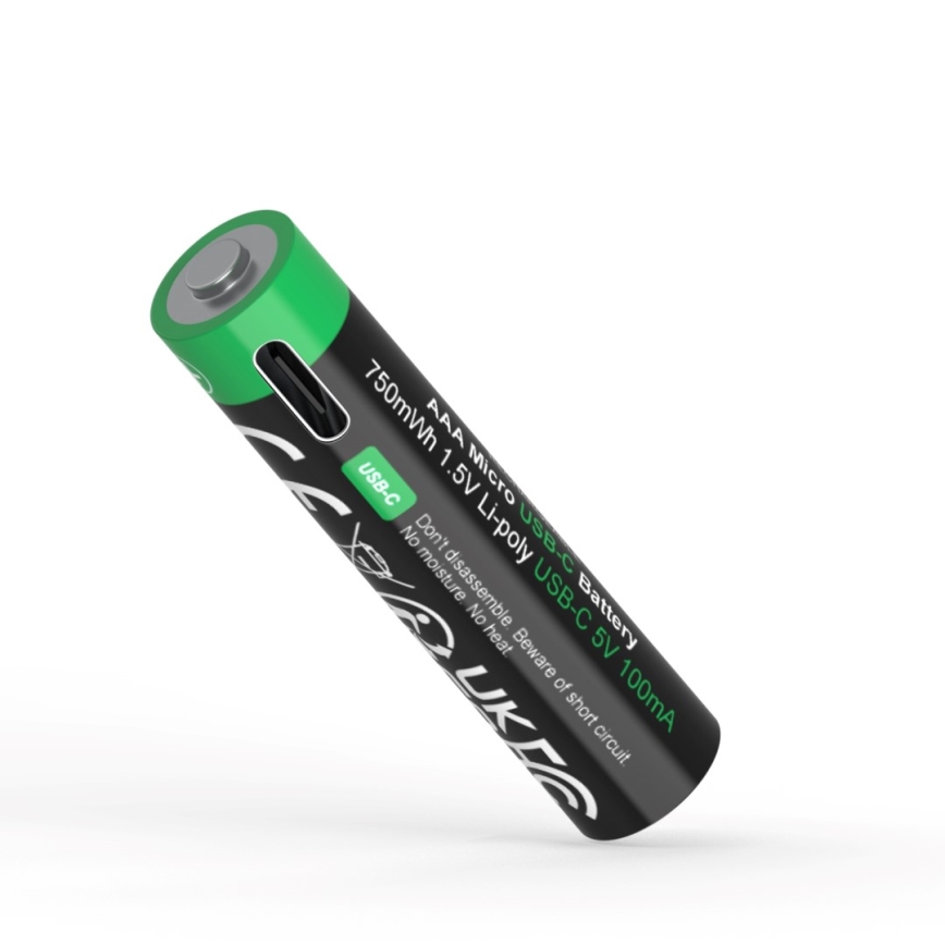 PATONA - SADA 4x Baterie AAA/LR03 Li-Pol 500mAh 1,5V s USB-C nabíjením