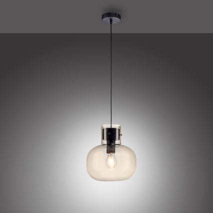 Paul Neuhaus 2003-27 - Lustr na lanku SHITAKE 1xE27/10W/230V pr. 25 cm kouřová