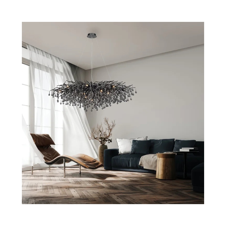 Paul Neuhaus 2031-18 - Lustr na lanku ICICLE 15xG9/40W/230V 75x150 cm černá