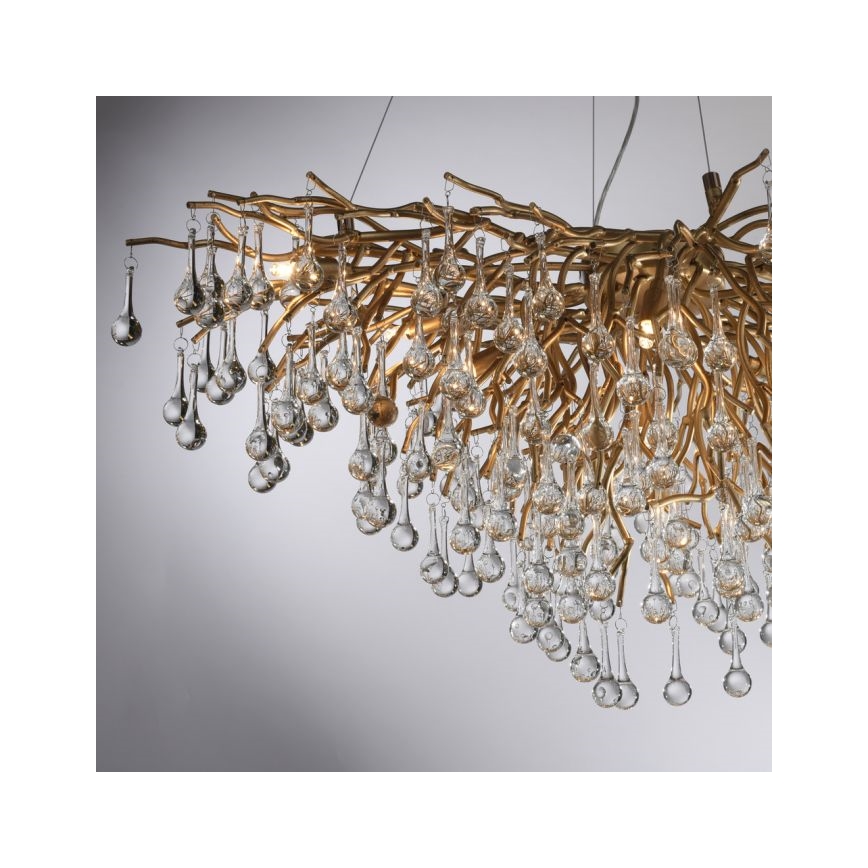 Paul Neuhaus 2192-11 - Lustr na lanku ICICLE 10xG9/40W/230V 50x100 cm mosaz