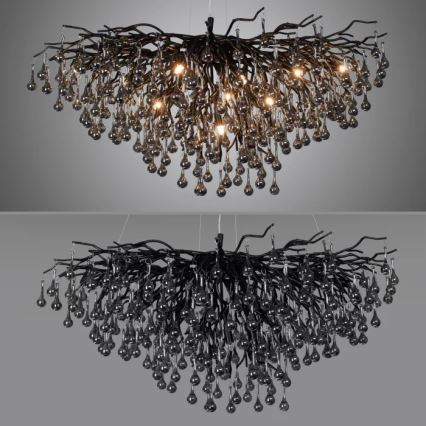 Paul Neuhaus 2192-18 - Lustr na lanku ICICLE 10xG9/40W/230V 50x100 cm černá