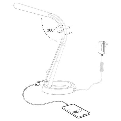 Paul Neuhaus 4591-95 - LED RGB Stmívatelná stolní lampa BILL LED/5,7W/230V 3000-6500K USB + LED/1,6W matný chrom