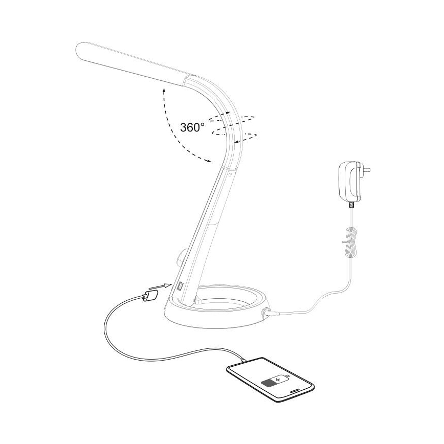 Paul Neuhaus 4591-95 - LED RGB Stmívatelná stolní lampa BILL LED/5,7W/230V 3000-6500K USB + LED/1,6W matný chrom