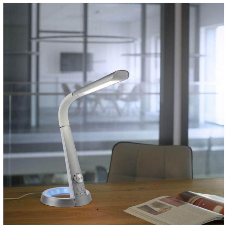 Paul Neuhaus 4591-95 - LED RGB Stmívatelná stolní lampa BILL LED/5,7W/230V 3000-6500K USB + LED/1,6W matný chrom