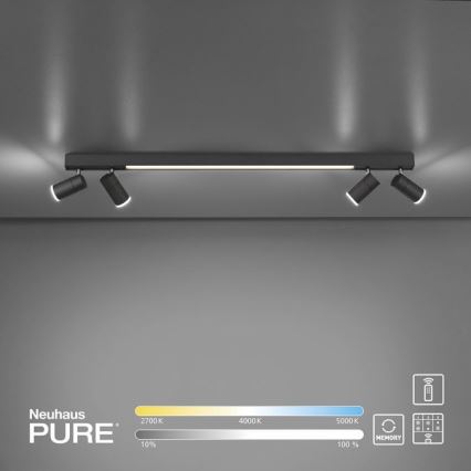 Paul Neuhaus 6121-13 - LED Stmívatelné bodové svítidlo PURE 4xLED/4W/230V + LED/9W 2700-5000K + dálkové ovládání