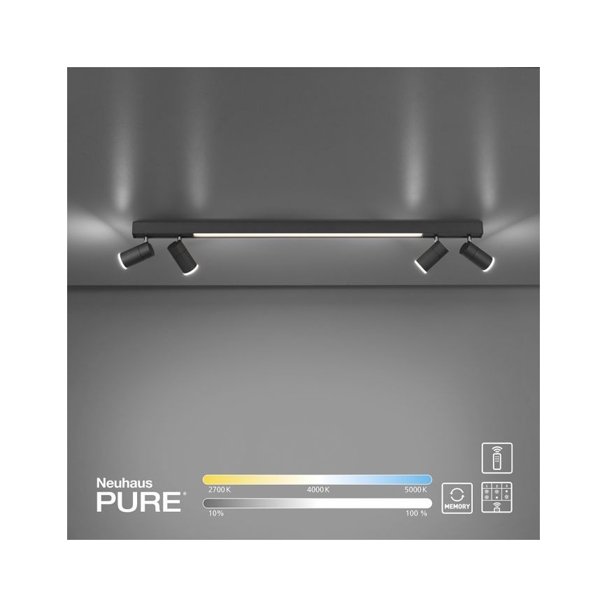 Paul Neuhaus 6121-13 - LED Stmívatelné bodové svítidlo PURE 4xLED/4W/230V + LED/9W 2700-5000K + dálkové ovládání