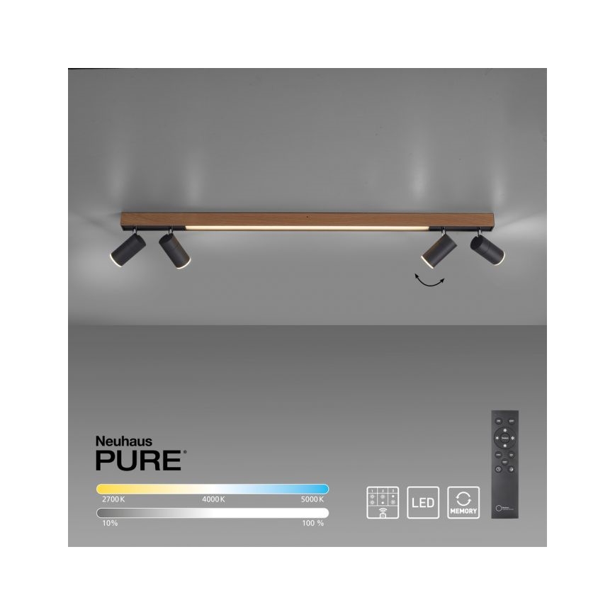 Paul Neuhaus 6121-79 - LED Stmívatelné bodové svítidlo PURE 4xLED/4W/230V + LED/9W 2700-5000K + dálkové ovládání