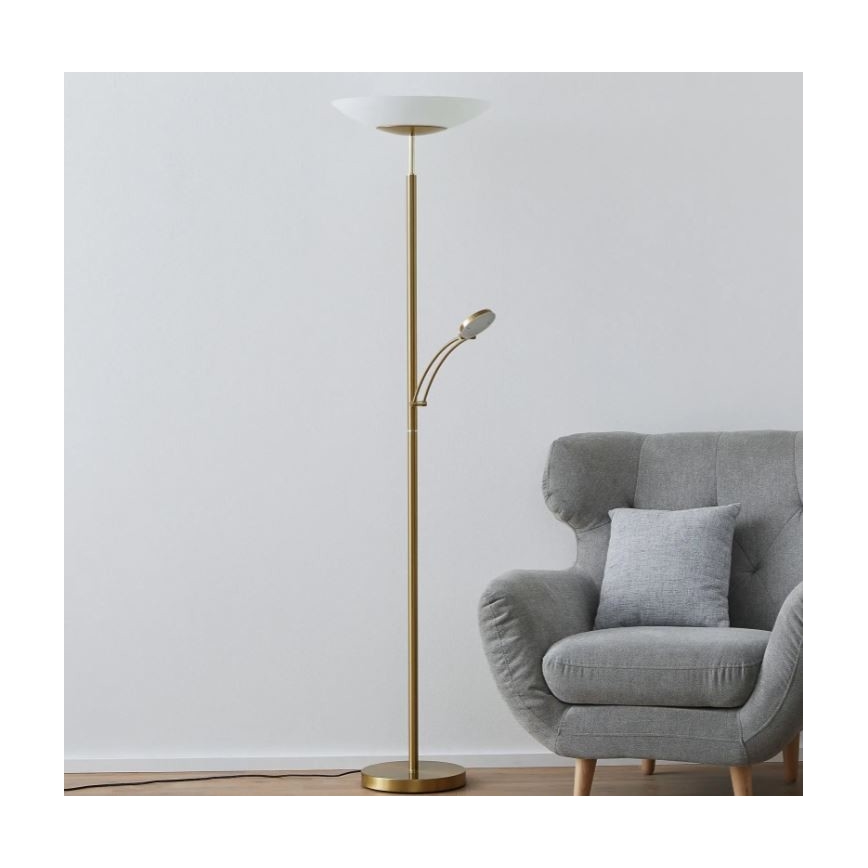 Paul Neuhaus 655-60 - LED Stmívatelná stojací lampa ALFRED LED/28W/230V+LED/4W/230V mosaz